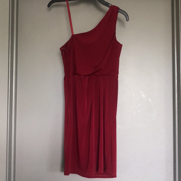 Red One Shoulder Cocktail Dress - Picture 3 of 7
